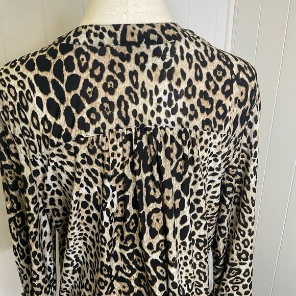 Vintage Cocomo for Women Size XL Brown Black Leopard Print Button Down Shirt Top - Picture 7 of 12